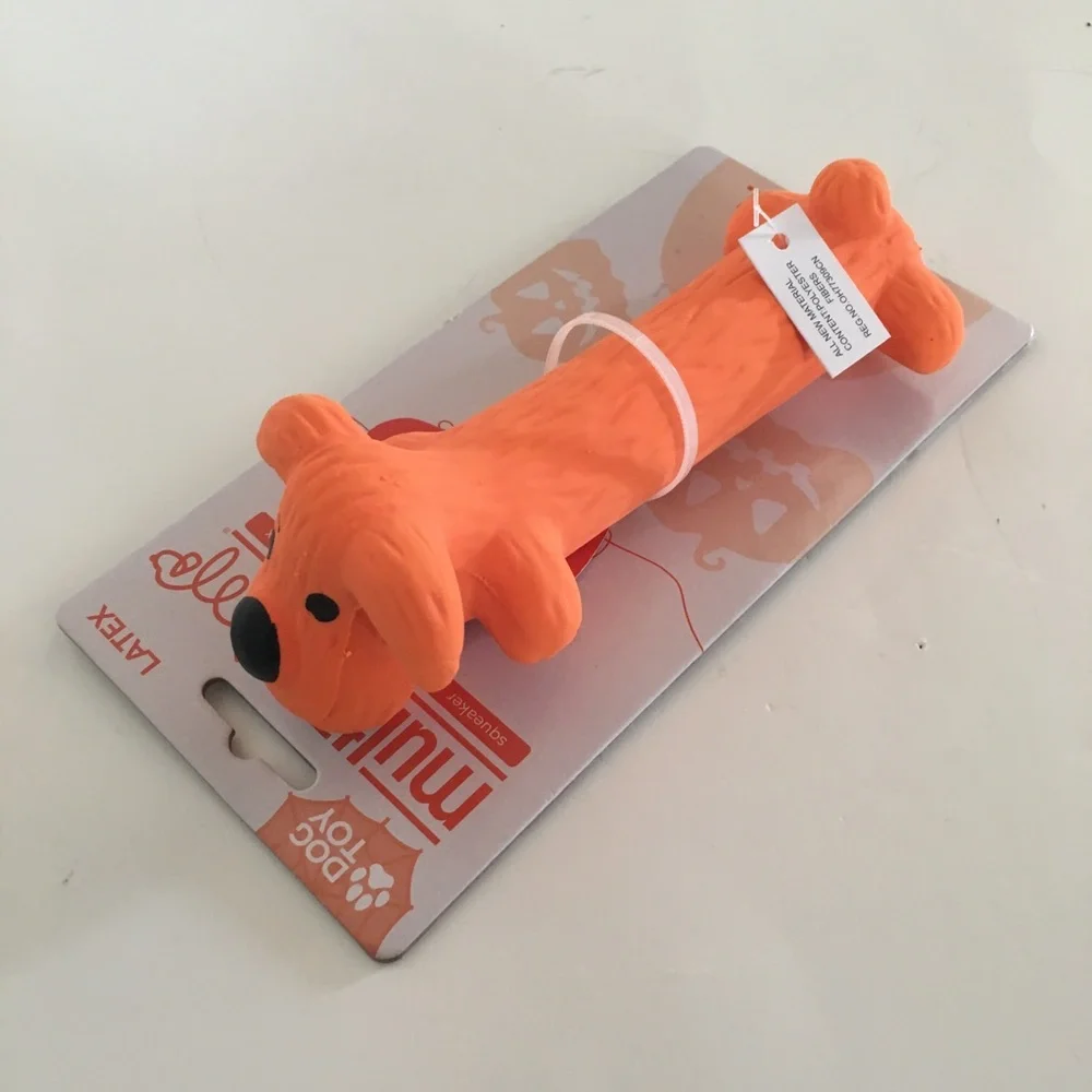 6” Dog Toy Latex Squeaker Orange Dog by Multipet